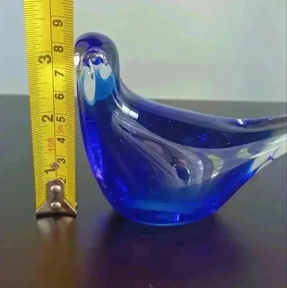 Vintage Ganz Cobalt  Blue Hand Blown Glass Bird Decoration Paperweight - Picture 8 of 9